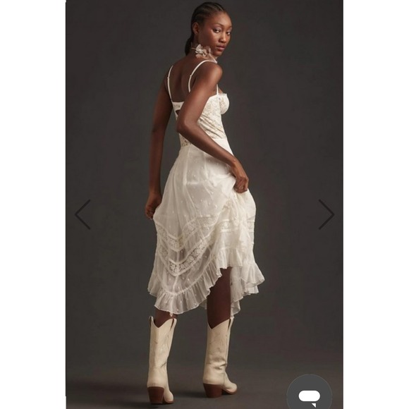 Anthropologie Not So Serious Lydia Petticoat Midi Skirt White Lace Ruffle Womens - Picture 9 of 9